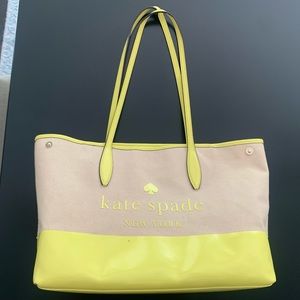 Kate spade yellow canvas summer tote